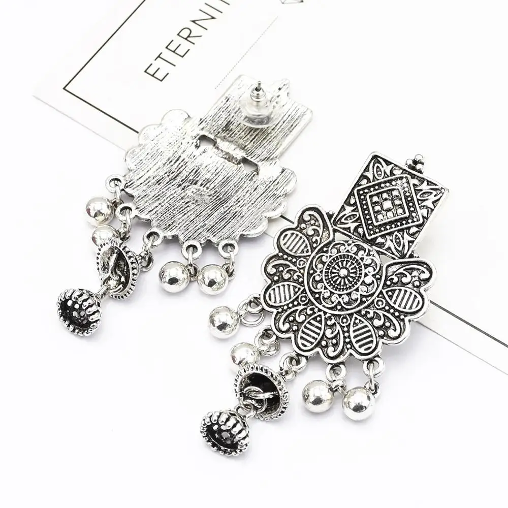 Индийский Цыганский цветок с кисточкой Jhumka серьги-подвески окисленные ювелирные