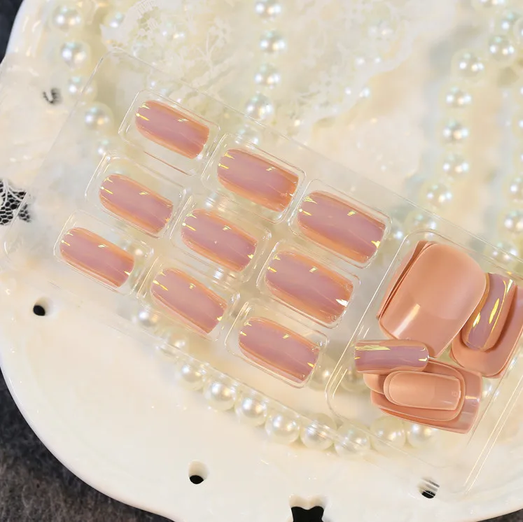 Новое поступление 2017 24 шт. розовые зеркальные отражающие накладные ногти длинные