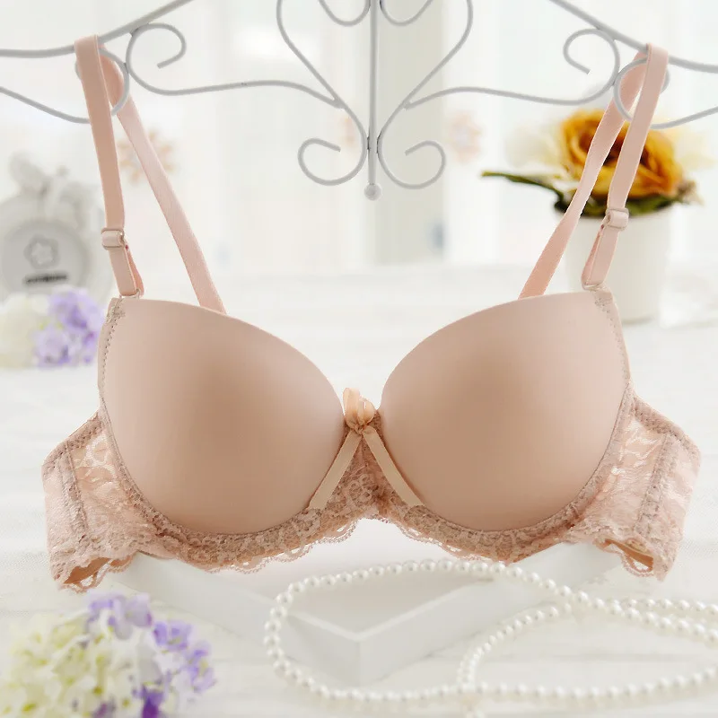 Женский бюстгальтер пуш ап комплект однотонных цветов кружевной интимный