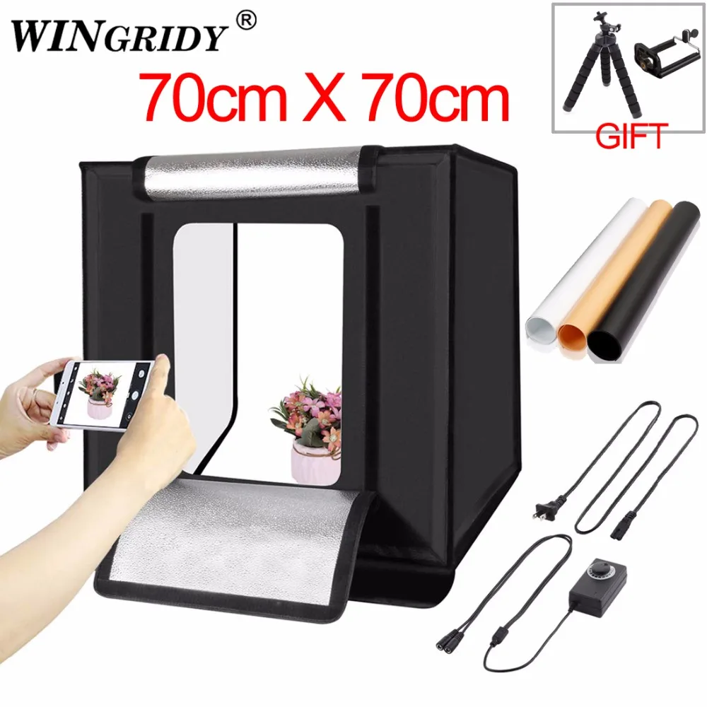 WINGRIDY 70 см светодиодный складной софтбокс для фотостудии лайтбокс 70*70