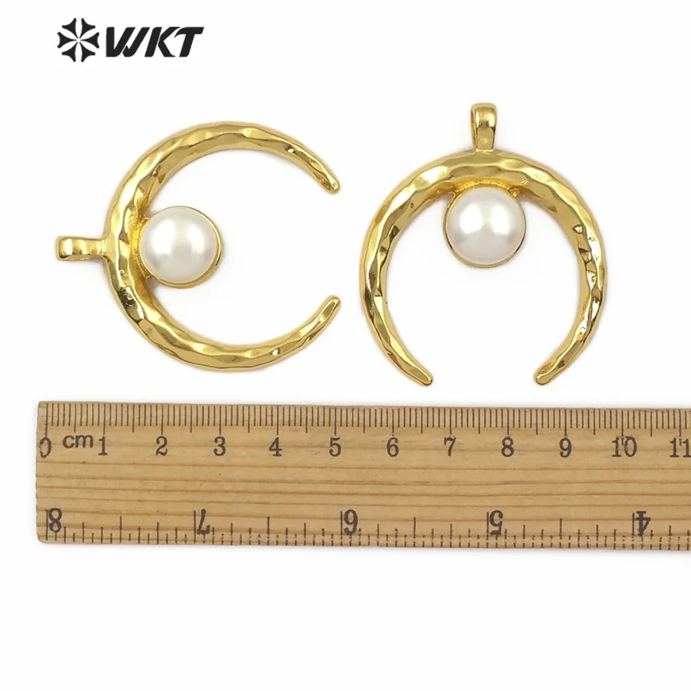 Женская подвеска с жемчугом украшение в форме полумесяца золотым гальваническим