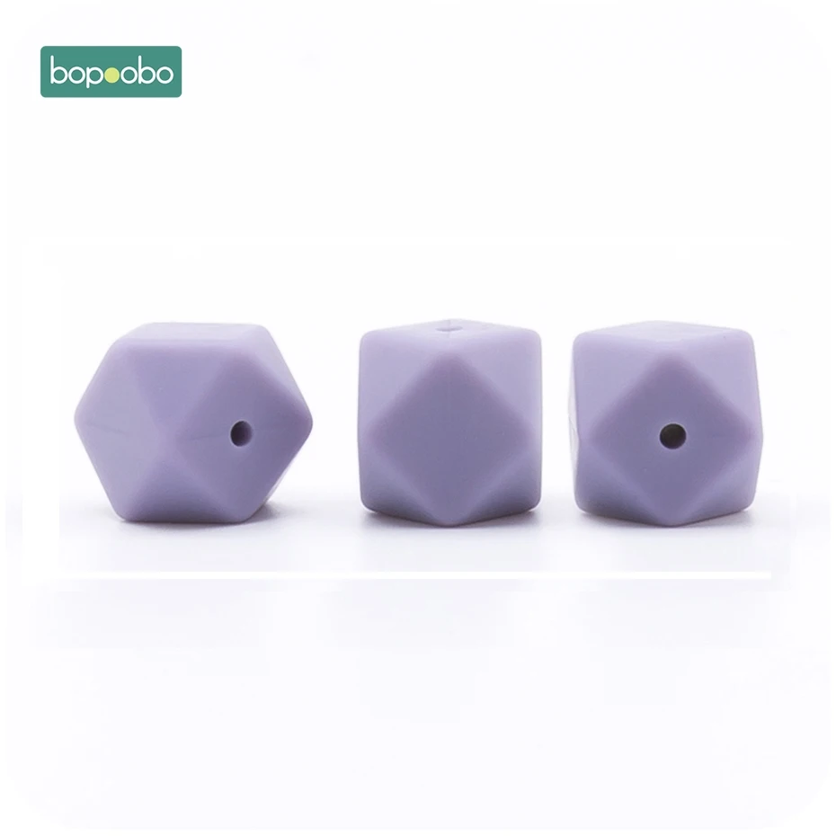 Lilac Bopoobo 17 мм силиконовые бусины для кормления аксессуары 10 шт. красочные силиконовые шестигранные бусины Монтессори игрушки Детские принадлежности для кормления - Цвет: Lilac