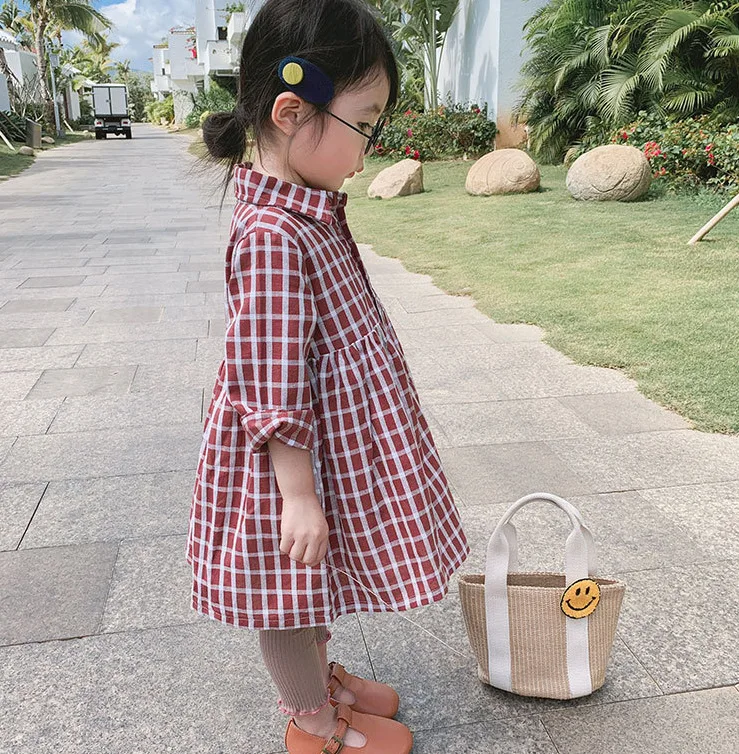 Весеннее платье для маленьких девочек детская одежда клетчатые платья принцессы