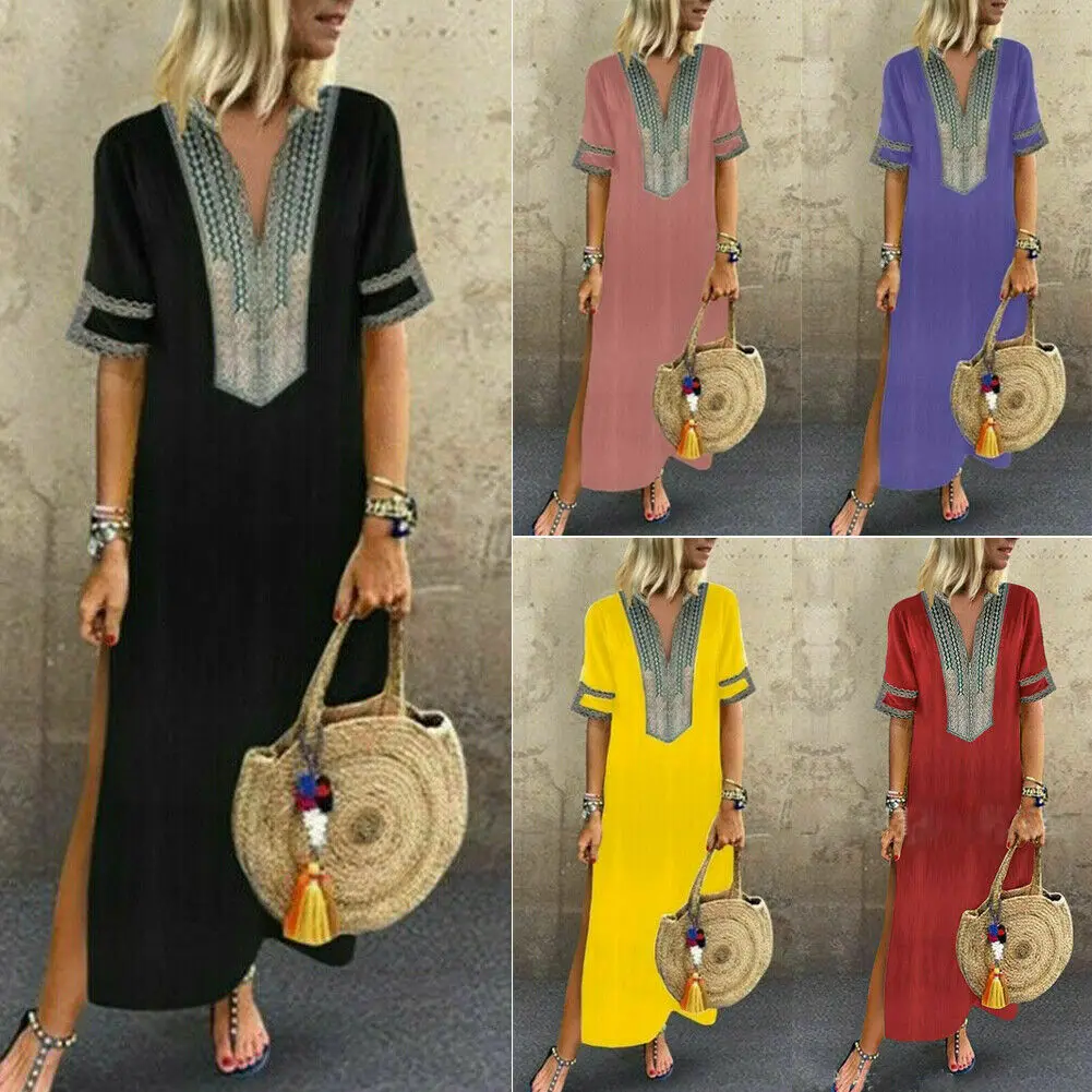 Женское длинное платье макси с V образным вырезом|Женские платья| |