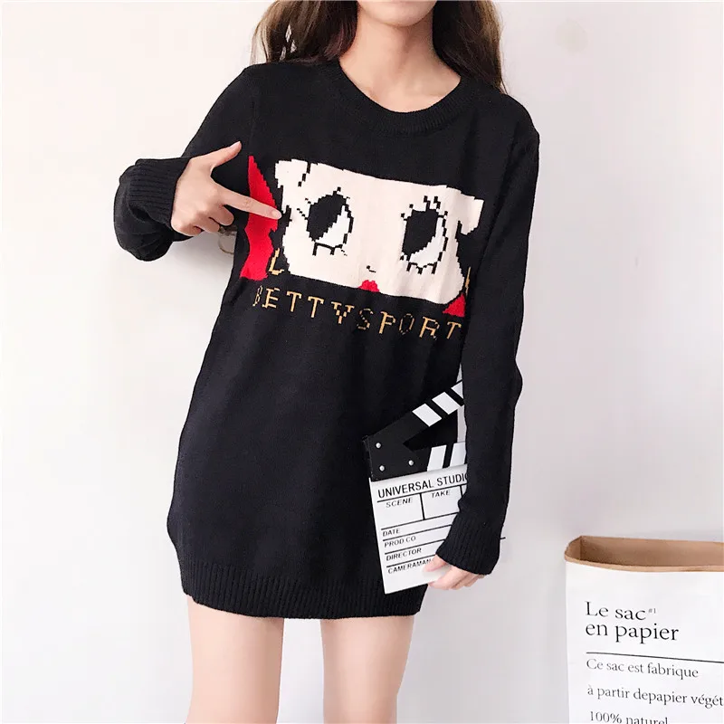 2019 Autumn Women Preppy Style Sweater Letter Embroidery Knitwear Korea Fashion Sister Girls Sweet Round Collar Pullovers | Женская