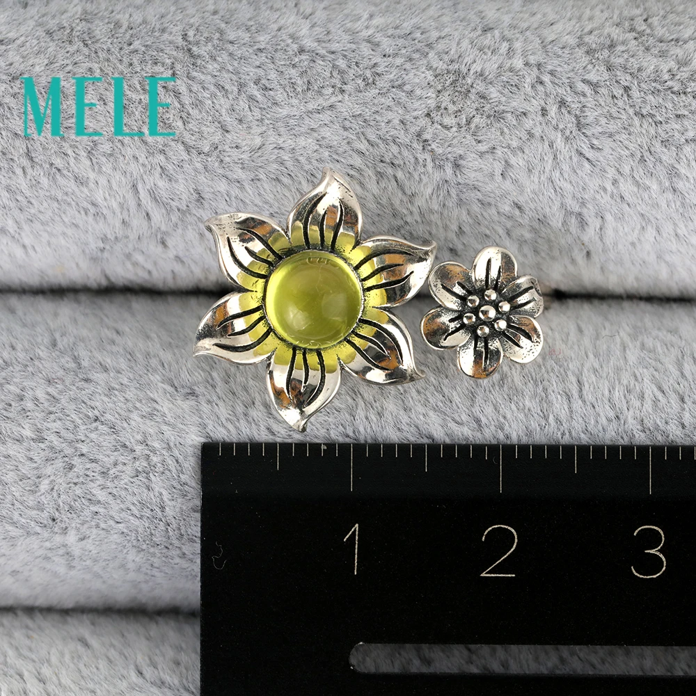 Natural yellow prehnite 925 sterling silver rings for women.6mm round cut gemstone cute flowers shape fashion and trendy | Украшения и