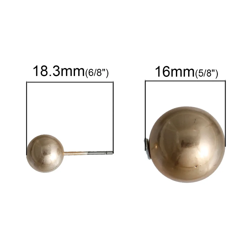 Дорин Box Акриловые двусторонняя ухо Post Серьги-гвоздики шар света золотой 8 мм