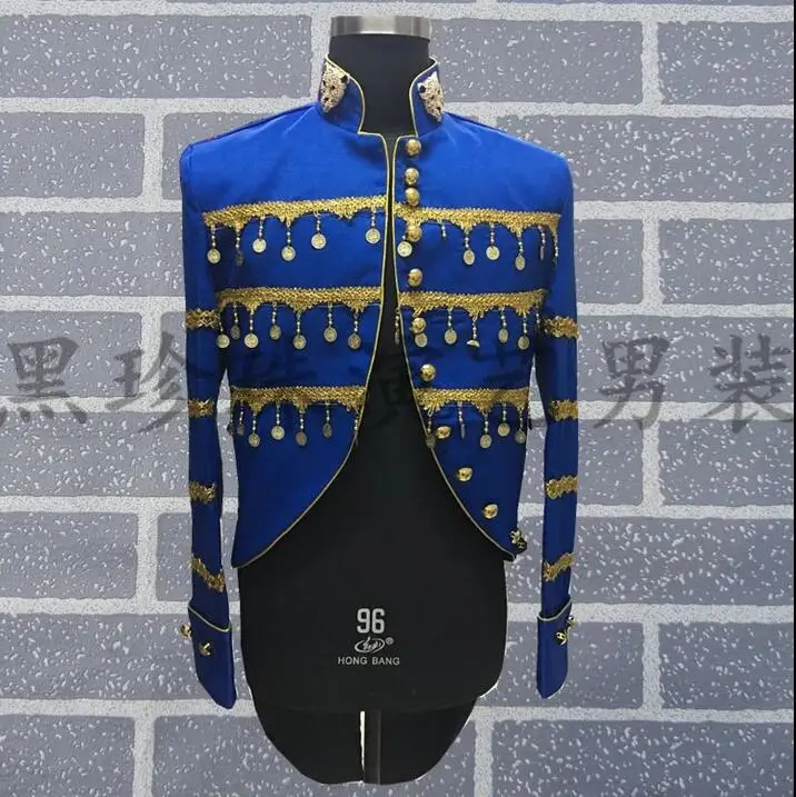 Navy blue tuxedo blazers men suits designs male costumes masculino homme terno stage for singers suit stand collar | Мужская одежда