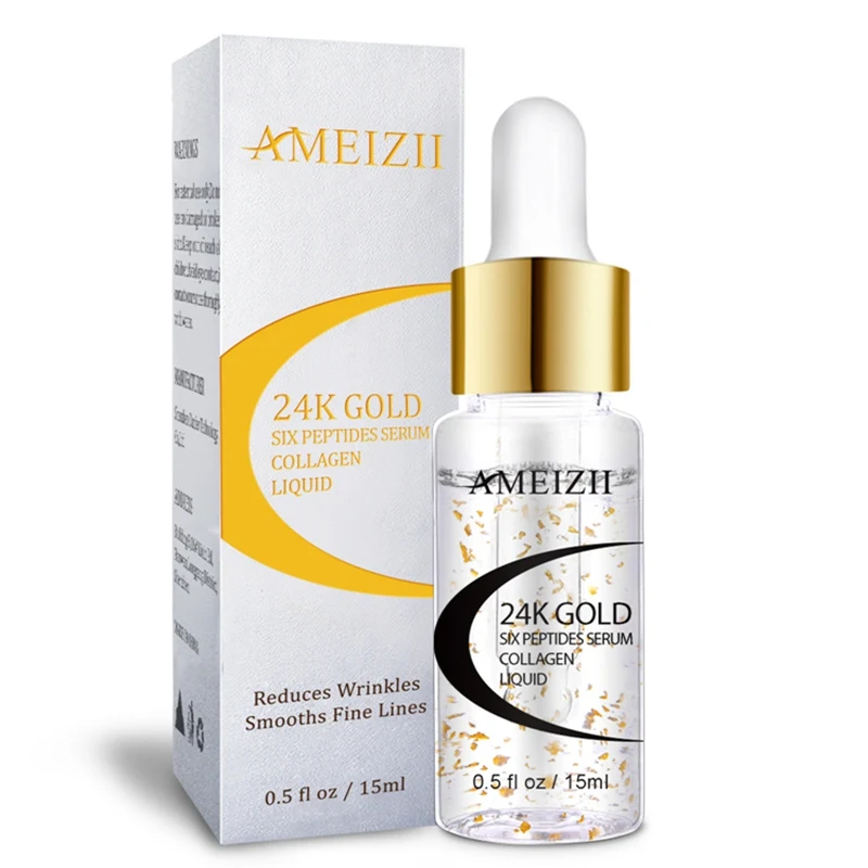 24K Gold Six Peptide AMEIZII Витамин С ретинол сыворотка восстановление и отбеливание улитки против морщин Гиалуроновая кислота осветляет лифтинг укрепляющий Омоложение Уход за кожей - Вес нетто: 24K Gold Six Peptide