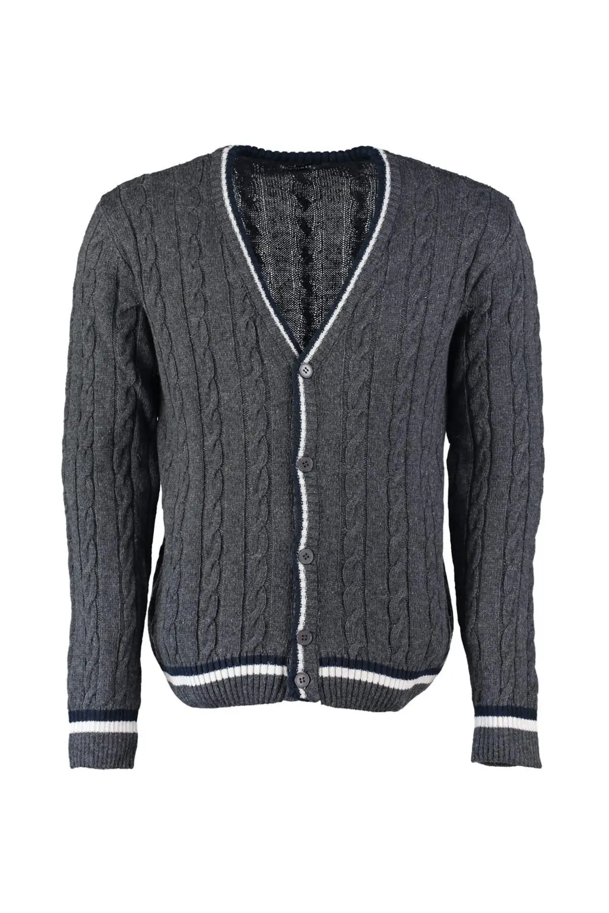 Мужской трикотажный кардиган Trendyol Anthracite TMNAW20FT0024|Кардиганы| |