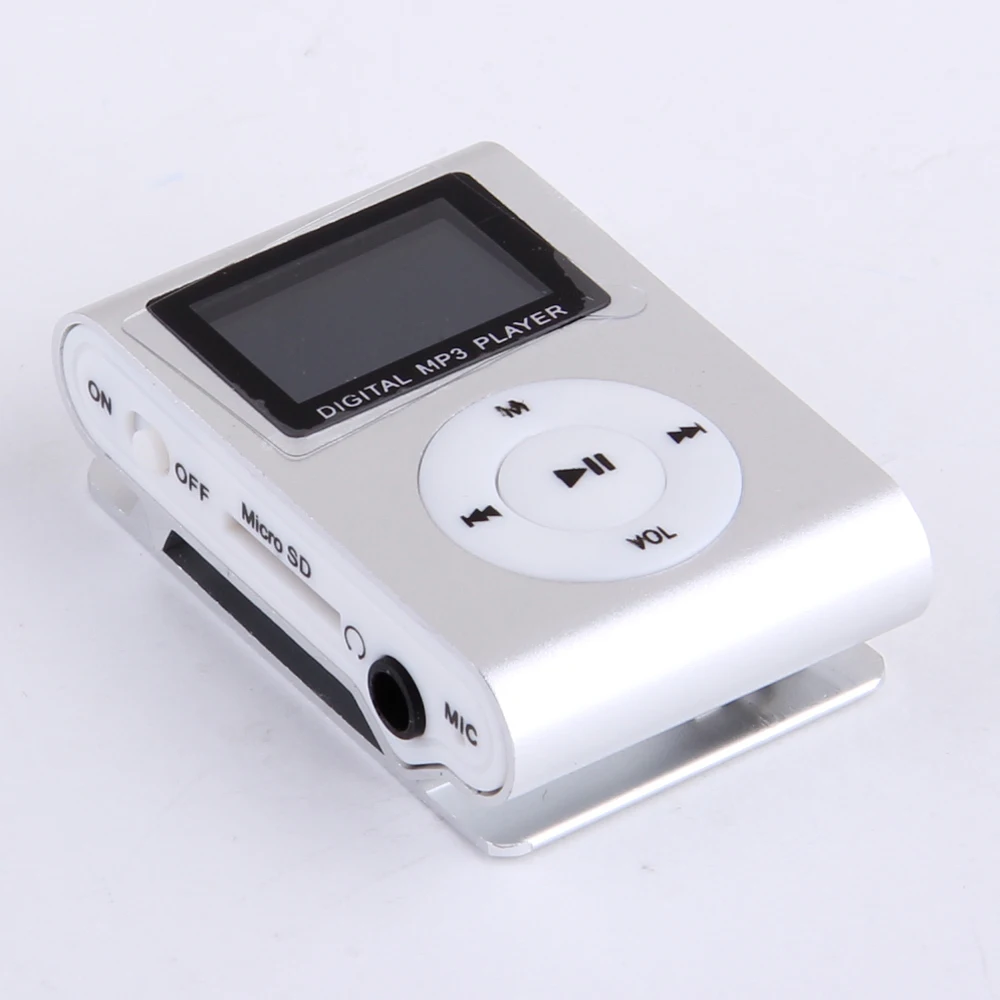 10 x Wholesale Freeshipping Silver Mini Clip MP3 Player with LCD Screen &amp FM support Micro SD TF Card | Электроника