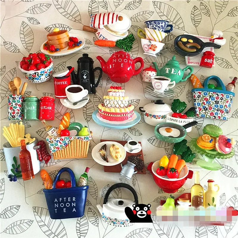 

Lovely Fruit and Vegetables Tea Cup Simulation Food Fridge Magnet Decorative Refrigerator Magnetic Sticker for Kitchen