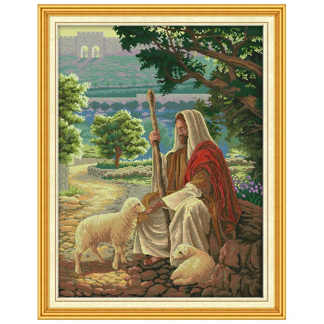 Набор для вышивки крестиком Jesus shepherding 11CT 14CT оптовая продажа | Дом и сад