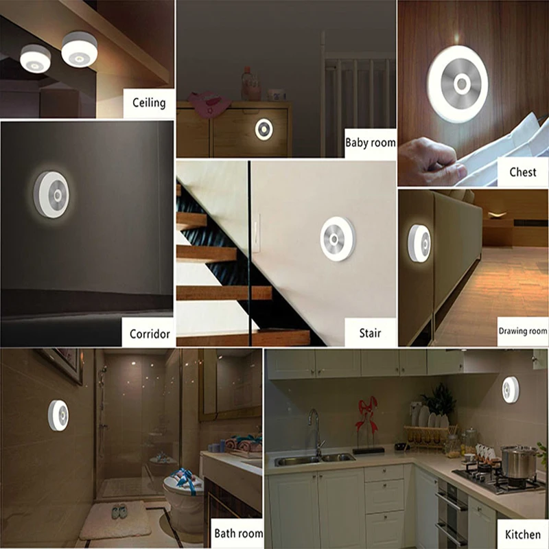 YLSTAR Smart motion PIR sensor Dry Battery Powered LED light lamp for cabinet kitchen living room corridor | Лампы и освещение