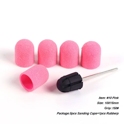 NO.10 Pink STZ, 5 шт. шлифовальных лент для ногтей, машинная ручка 150# шлифовальные колпачки с резиновым кофе, УФ-гель для удаления ногтей, сверла для ногтей, Маникюрный Инструмент#721 - Цвет: NO.10 Pink