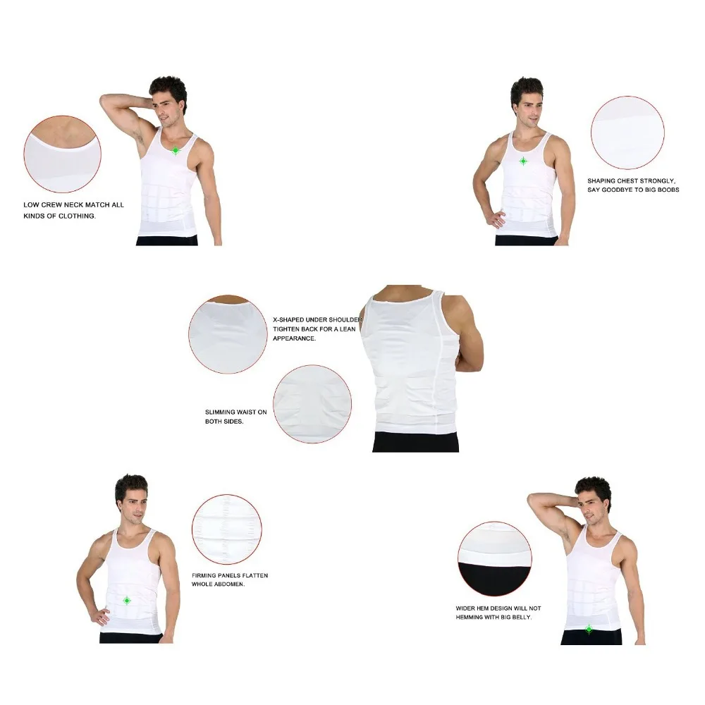 Мужская корректирующая рубашка размера плюс для похудения Abs Abdo облегающая