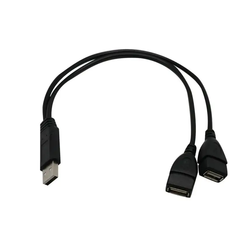 USB 2,0 мужчина к 2 Dual Female Jack Y сплиттер концентратор Шнур питания Кабель-адаптер черный 19 января - Цвет: Black