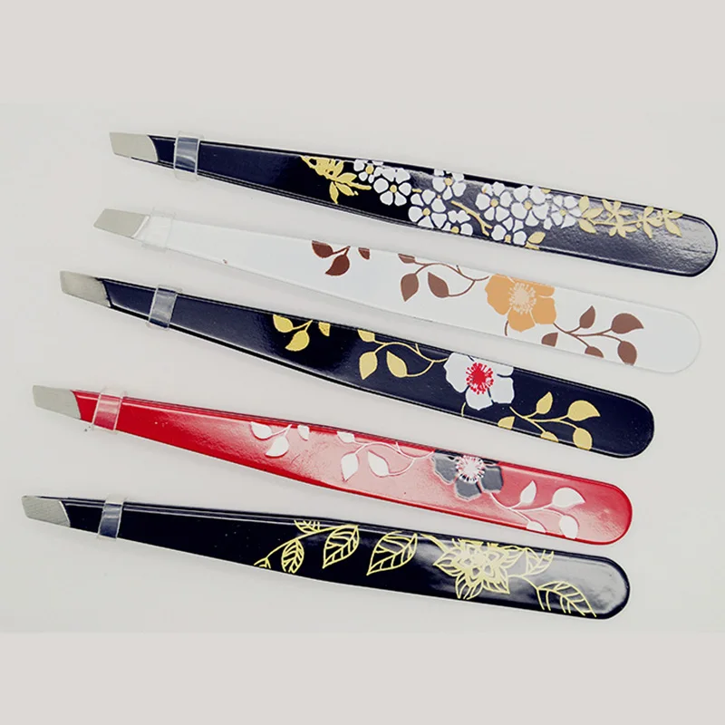 

1PC Flower Printed New Women Lady Stainless Steel Hair Removal Eyebrow Tweezer Beauty Makeup Tools
