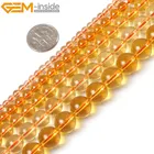 Желтый Цитрин Прозрачный Кристалл кварц круглая свободная бусина для изготовления ювелирных изделий бусины DIY браслет ожерелье 15 дюймов оптом