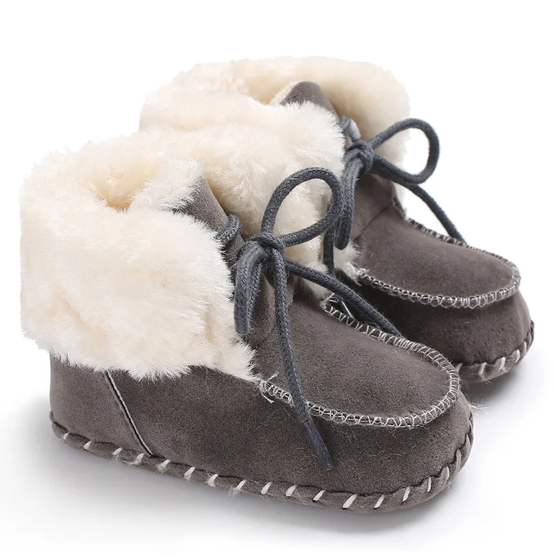 6 colors Winter Baby Snow Boots First Walker Soft Sole Leather Baby Girls Booties Faux Fur Boy Baby Infants Warm Shoes images - 6