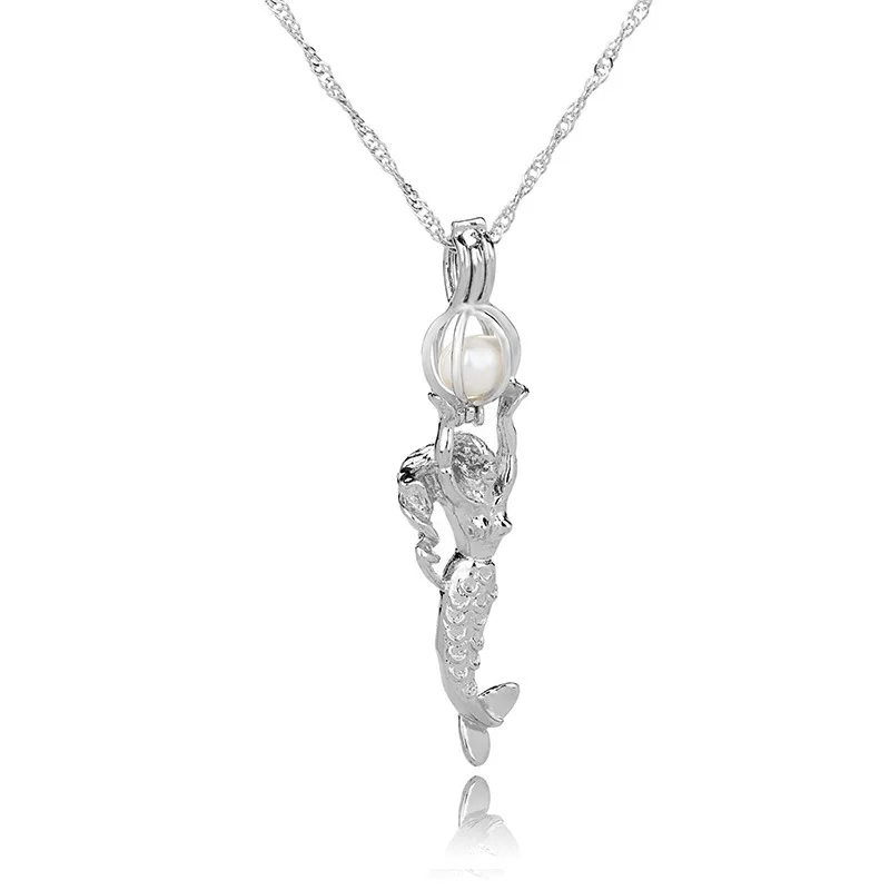 Mermaid CUTEECO, дизайн, 12 стилей, жемчужное ожерелье с надписью Love Wish, подвеска в виде капли Oyster, Прямая поставка, подарок для женщин и девочек - Окраска металла: Mermaid