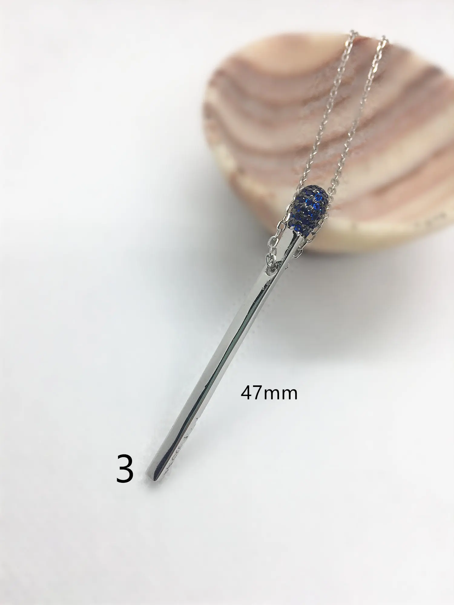 white-blue head 3 Спичечная палочка, подвеска, ожерелье, черный и красочный Циркон, установка спичек, 925 пробы, серебряная цепочка, ожерелье, модное женское ювелирное изделие - Окраска металла: white-blue head 3