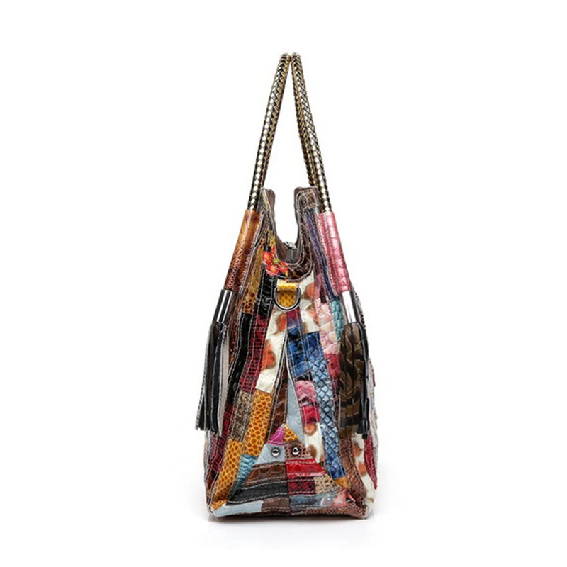 Top-handle bags women tassel Bag Genuine Leather Vintage Women handbags Shoulder Bags High Capacity fashion tote bag female | Багаж и