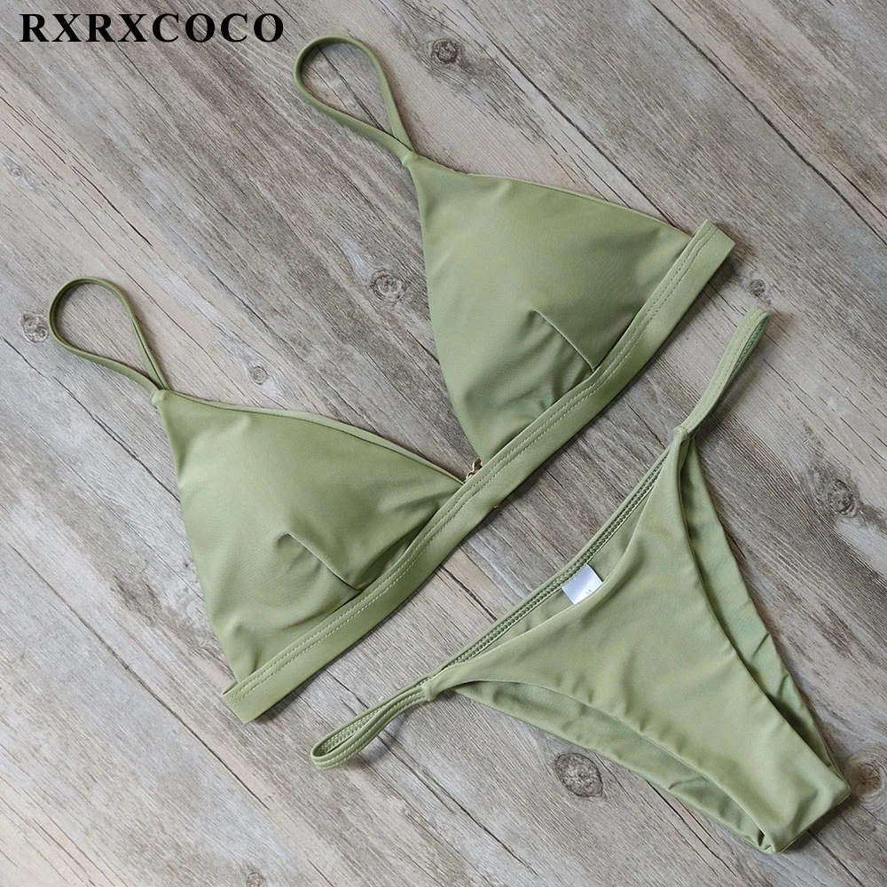RXRXCOCO 2018 сексуальный однотонный топ стринги микро бикини женский купальник