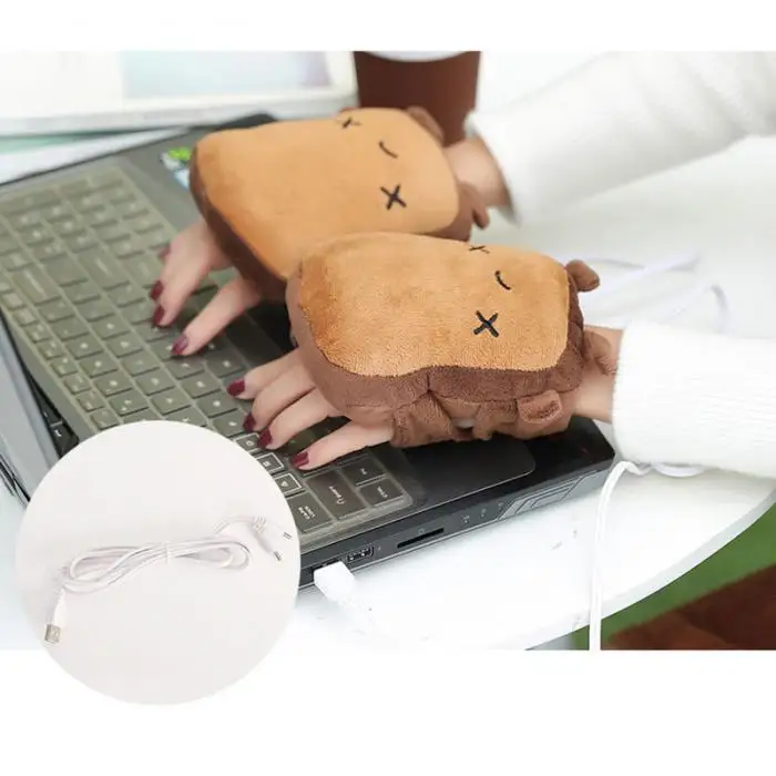 1 пара, USB грелки для рук, теплые перчатки для рук, зимние перчатки без пальцев, рождественский подарок, новое поступление