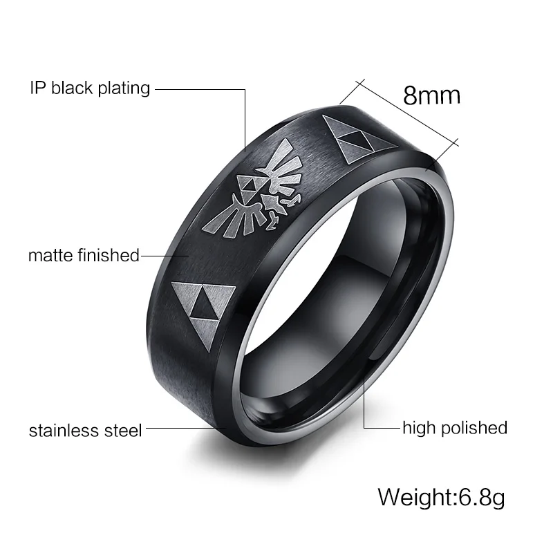Кольцо мужское из нержавеющей стали шириной 8 мм в стиле панк|stainless steel ring|steel