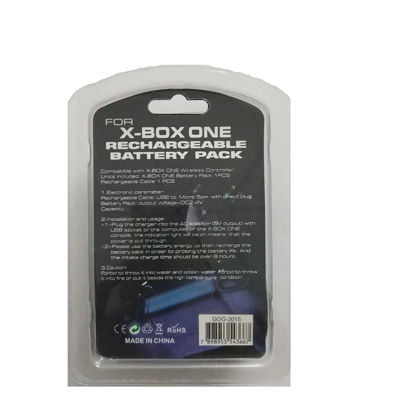 2 шт 2400 mAh аккумулятор+ зарядный кабель для Xbox One игровой беспроводной контроллер перезаряжаемая Замена батарей оптом