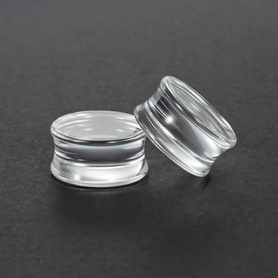 transparent KUBOOZ Серьги Для Пирсинга Ушей, акриловые пробки для седла, тоннели, черные, белые украшения для тела, серьги, расширитель, модное кольцо, 2 шт - Окраска металла: transparent