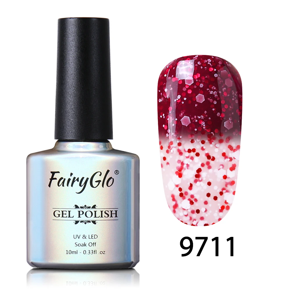FairyGlo 10 мл Снежный УФ-гель для ногтей меняющий температуру Гель-лак замачиваемый Полупостоянный лак для ногтей DIY Гель-лак - Цвет: 9711