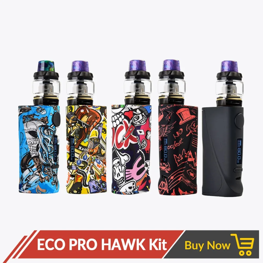 

Vapor Storm ECO PRO HAWK Kit TC Box Mod 80w RDA Tank Atomizer 3 Stage Airflow Control 510 Thread Vape Electronic Cigarette Kit