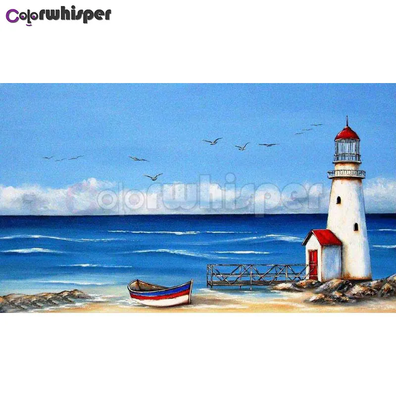 Алмазная картина полностью квадратная/круглая Daimond &quotморской корабль Маяк