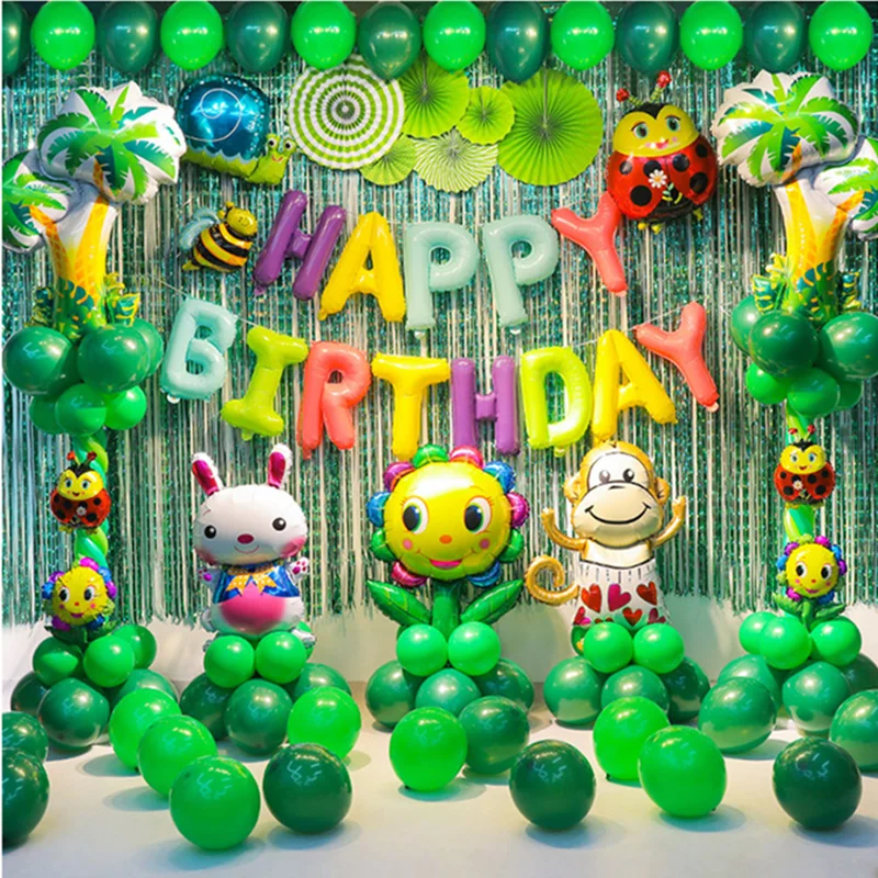 Зеленый Лес животных вечерние воздушные шары набор кролик обезьяна баллон