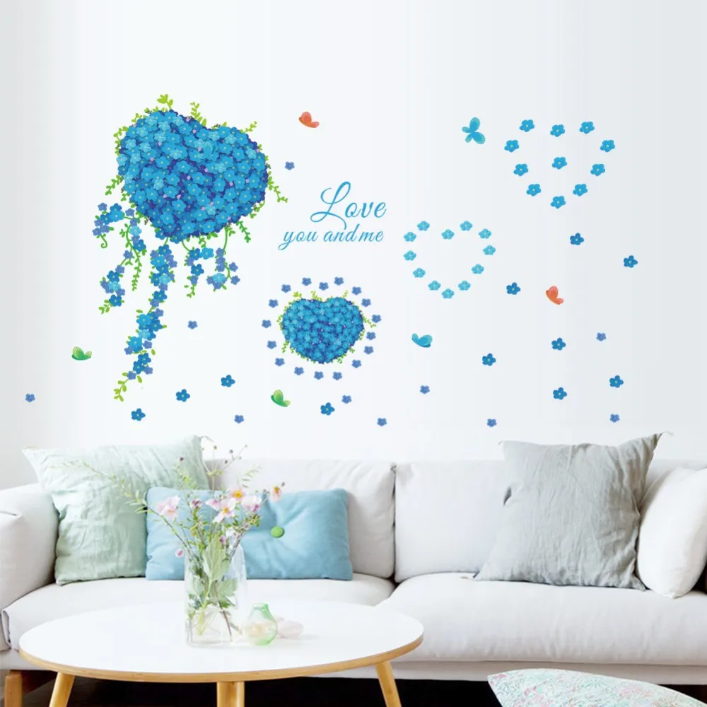

Wall Sticker Blue Butterfly Love Clovers sitting room bedroom home decoration wall stickers on the wall