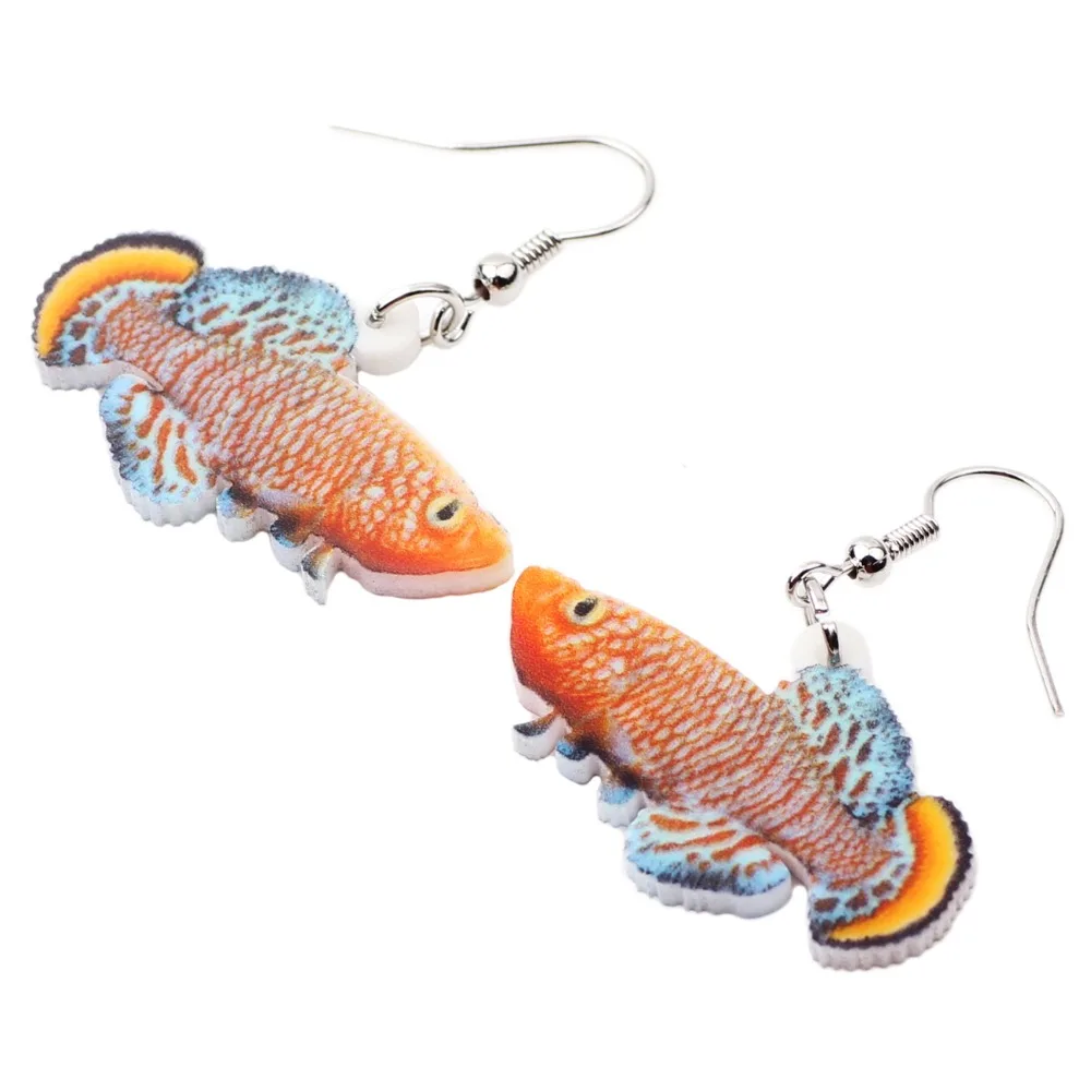 WEVENI Acrylic Long Drop Dangle Rachow's Nothobranch Fish Earrings Gift Trendy Ocean Animal Jewelry For Women Girl Wholesale | Украшения