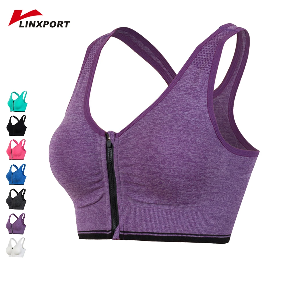 Женский профессиональный спортивный бюстгальтер впитывающий Пот Топ на молнии