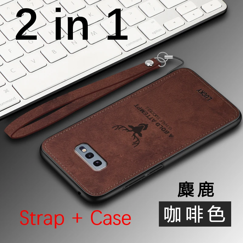 Deer-2in1-Brown Накладка Олень чехол s Прочный ТПУ чехол для samsung galaxy S10 lite S8 S9 Plus Note 8 9 ремешок магнитный автомобильный держатель удача Лось - Цвет: Deer-2in1-Brown
