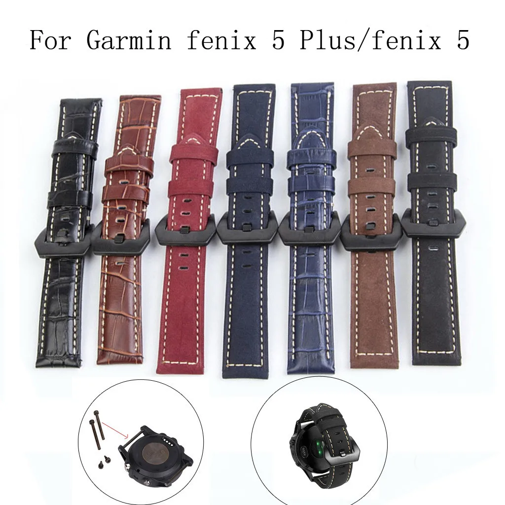Кожаный ремешок BEHATRD для Garmin fenix 5 Plus наручных часов кожаный сменный с пряжкой 22 мм