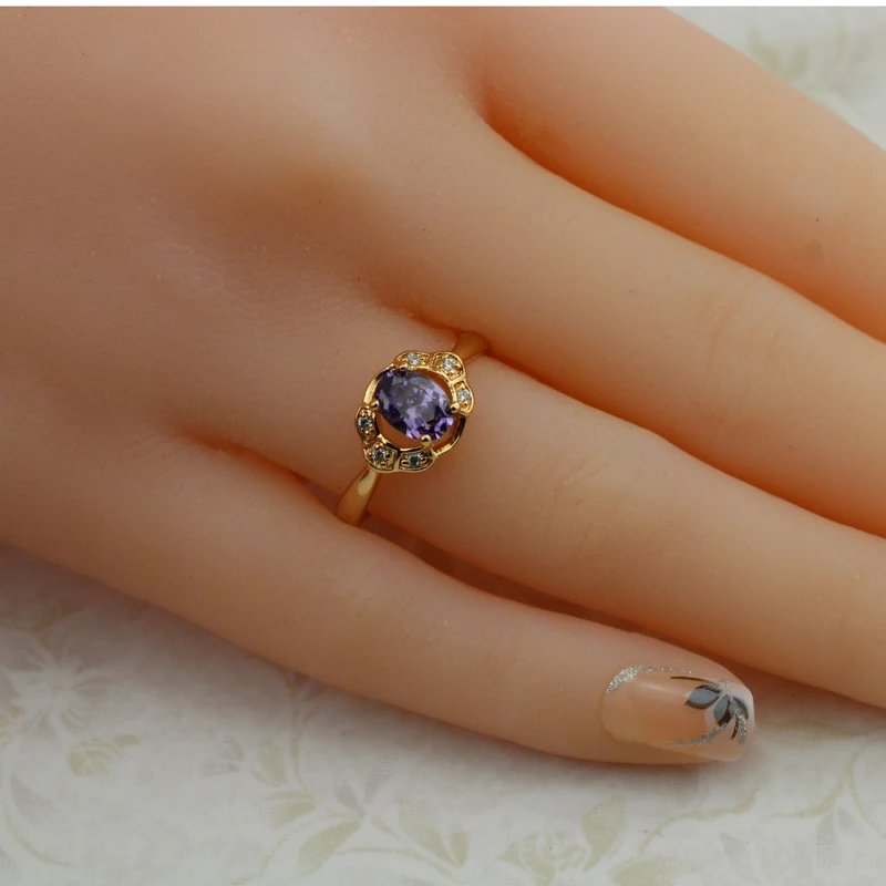 SIZE7 Magic Классическая приятно фиолетовый драгоценными камнями кольца желтый
