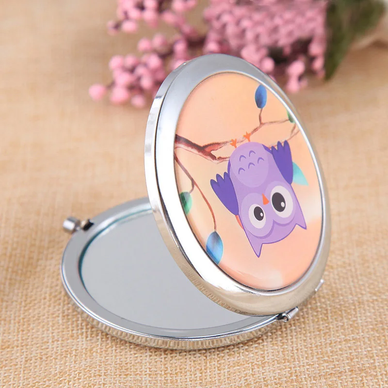Карманные зеркала для макияжа с милым рисунком совы портативное круглое