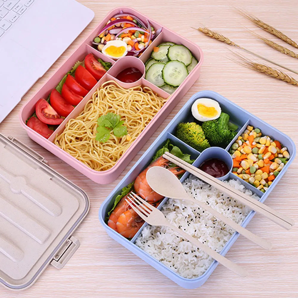 Hoomall 3/5 сетки Ланч бокс из пшеничной соломы Bento коробка портативный Ec friendly