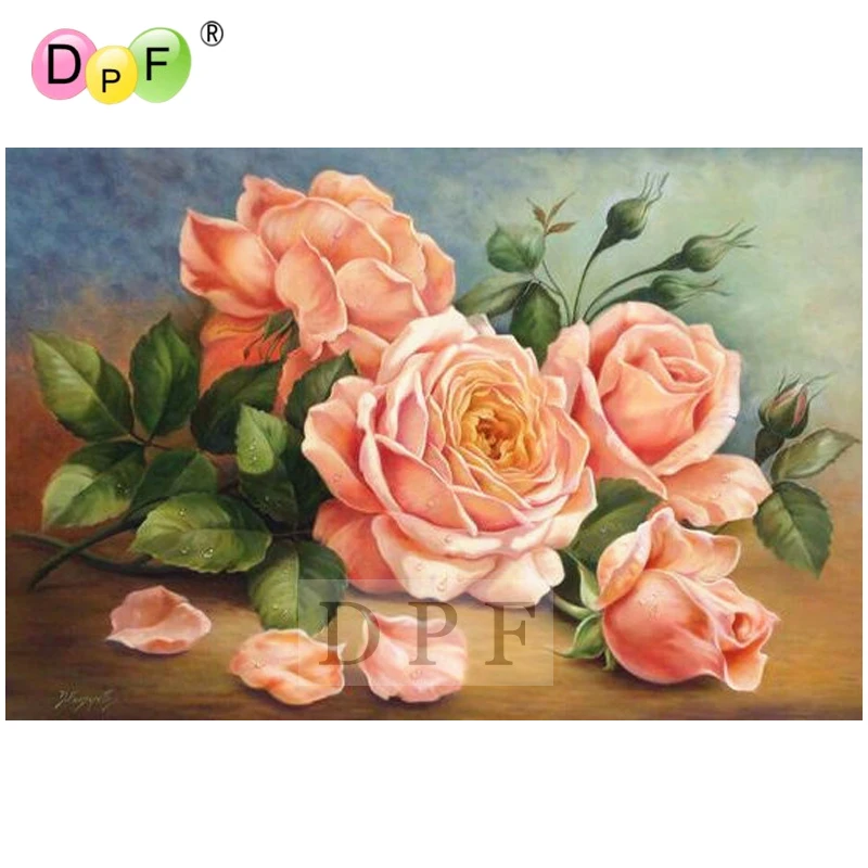 DPF новогодние подарки алмазная вышивка оранжевый цветок живопись крестиком
