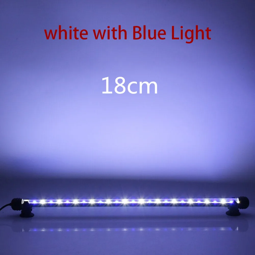 White Blue 18cm Штепсельная Вилка британского стандарта аквариум светодиодный светильник 18-51 см бар погружной светодиодный аквариумный светильник подводный водонепроницаемый светодиод аквариумный светильник - Цвет: White Blue 18cm