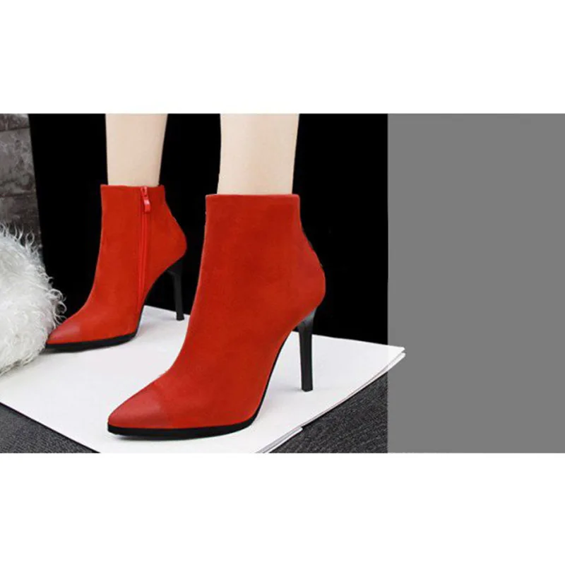 FSJ/женские ботильоны оранжевого цвета на каблуке-шпильке полиуретановая обувь