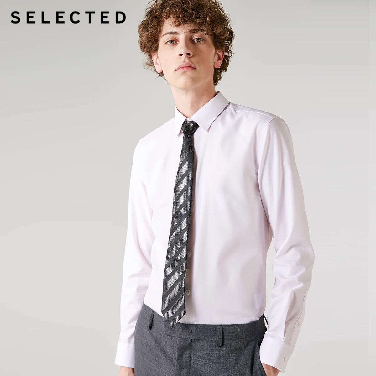 SELECTED Men's Slight Stretch Cotton blend Pure Color Business Shirt T|418305542|Повседневные рубашки| |