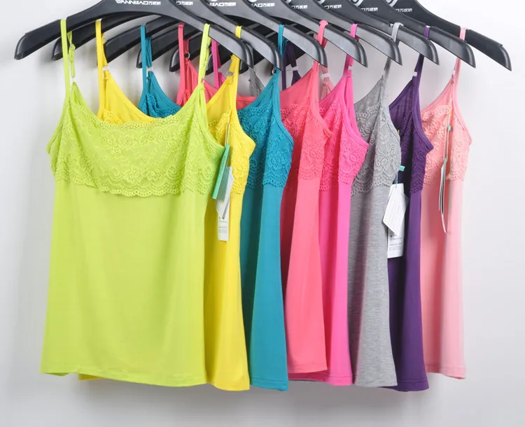 Женская мягкая и удобная майка из модала Облегающая с регулируемым кружевным