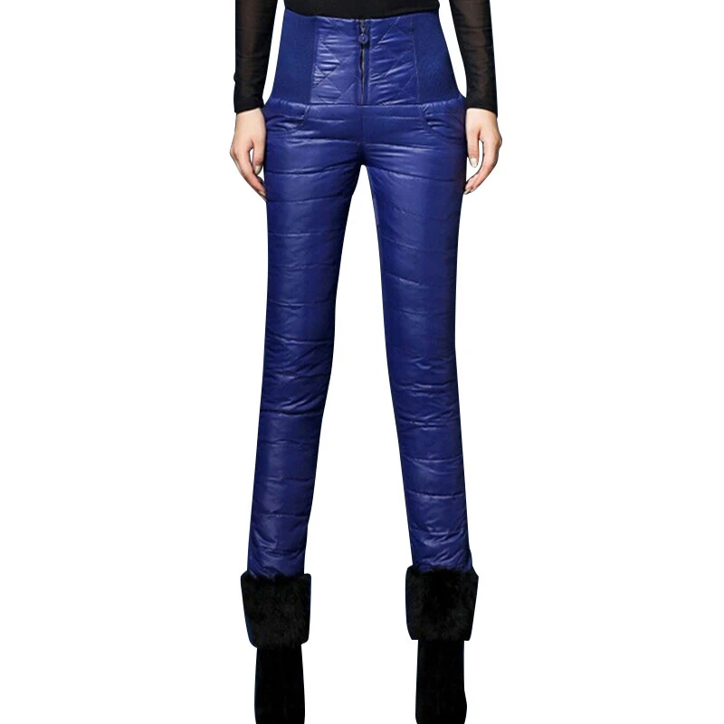 Женщины Зимние Брюки Теплые Элегантные Упругие Талии Feminino Зима Сгущает Карандаш
